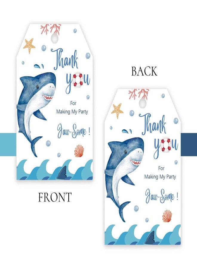 FORSHEEP 50pcs Shark Thank You Tags, Shark Gift Tag with String for Boy Birthday Party, Under The Sea Thank You Paper Tags for Ocean World Party Favors - Image 4